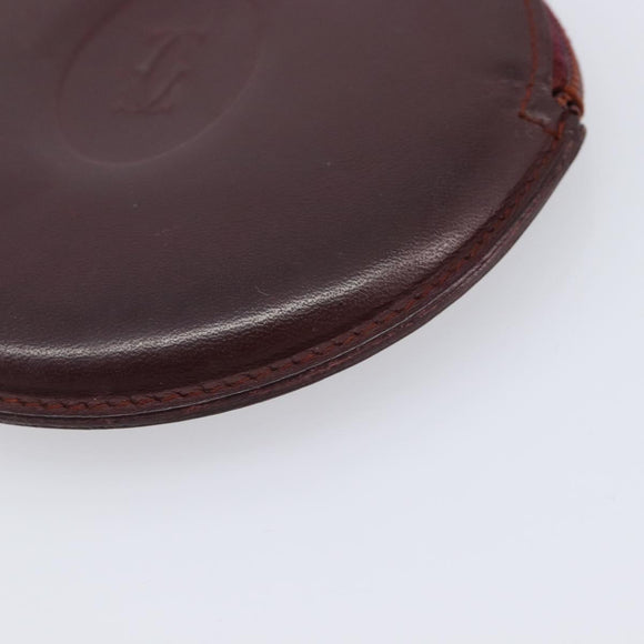 Cartier Must Line Coin Purse Leather Bordeaux Gold Auth 214203A