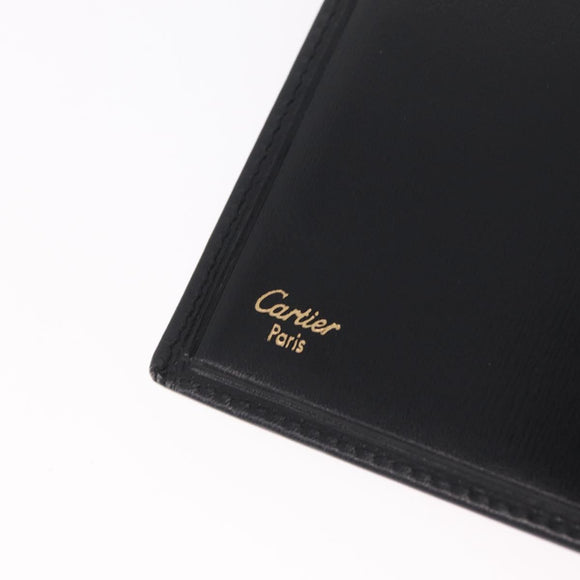 Cartier Must Line Long Wallet Leather Black Gold Auth 214204V