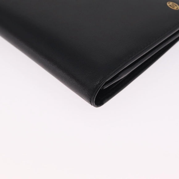 Cartier Must Line Long Wallet Leather Black Gold Auth 214204V