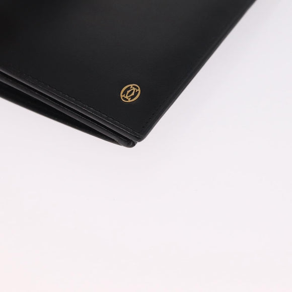 Cartier Must Line Long Wallet Leather Black Gold Auth 214204V