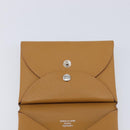 HERMES Calvi Duo Coin Purse Leather Beige Auth 214205M-14