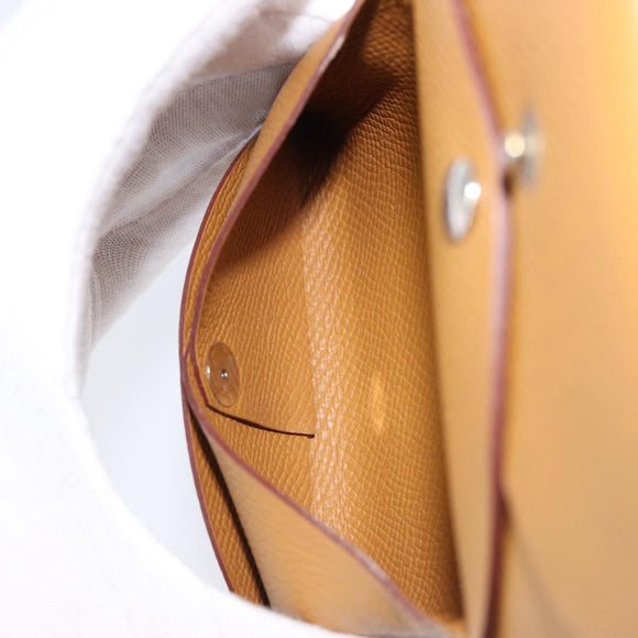 HERMES Calvi Duo Coin Purse Leather Beige Auth 214205M
