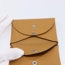 HERMES Calvi Duo Coin Purse Leather Beige Auth 214205M-18