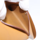 HERMES Calvi Duo Coin Purse Leather Beige Auth 214205M-19