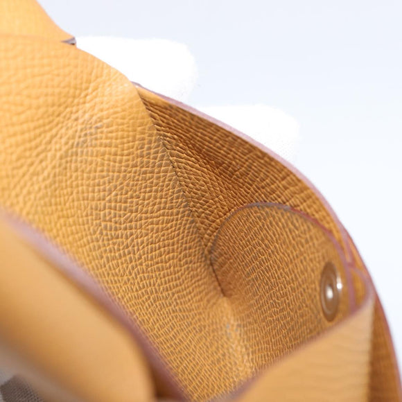 HERMES Calvi Duo Coin Purse Leather Beige Auth 214205M