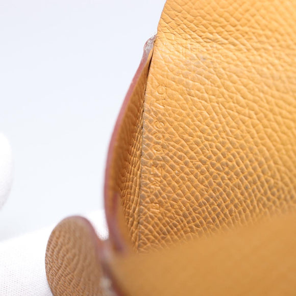HERMES Calvi Duo Coin Purse Leather Beige Auth 214205M