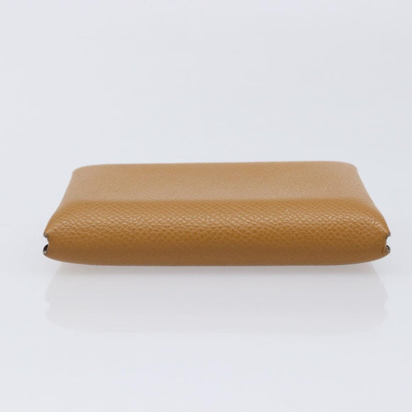 HERMES Calvi Duo Coin Purse Leather Beige Auth 214205M