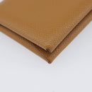 HERMES Calvi Duo Coin Purse Leather Beige Auth 214205M-9