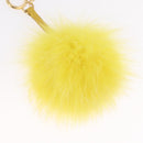 FENDI Bag Charm Fur Yellow Gold Auth 214206M-3