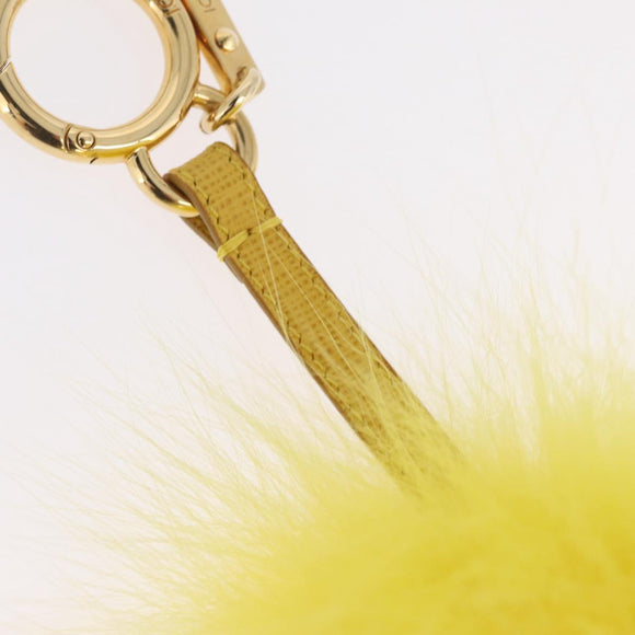 FENDI Bag Charm Fur Yellow Gold Auth 214206M