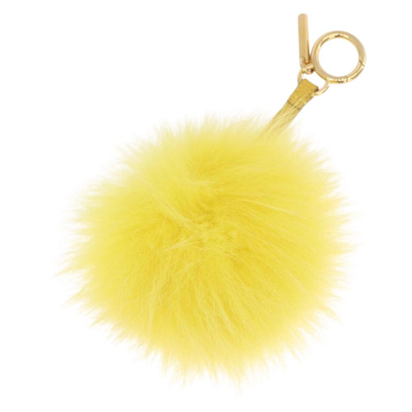 FENDI Bag Charm Fur Yellow Gold Auth 214206M