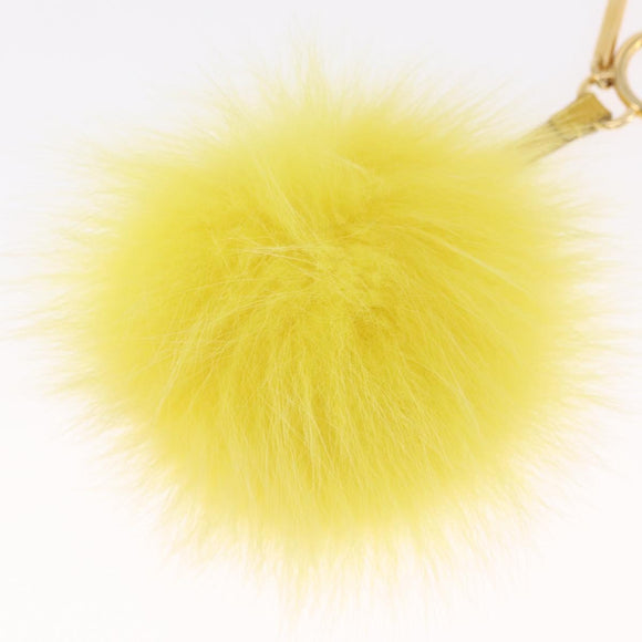 FENDI Bag Charm Fur Yellow Gold Auth 214206M