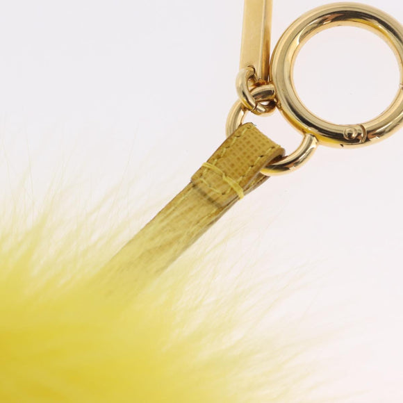 FENDI Bag Charm Fur Yellow Gold Auth 214206M