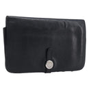 HERMES Dogon GM Long Wallet Leather Black Silver Auth 214209-1