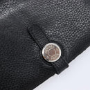 HERMES Dogon GM Long Wallet Leather Black Silver Auth 214209-12