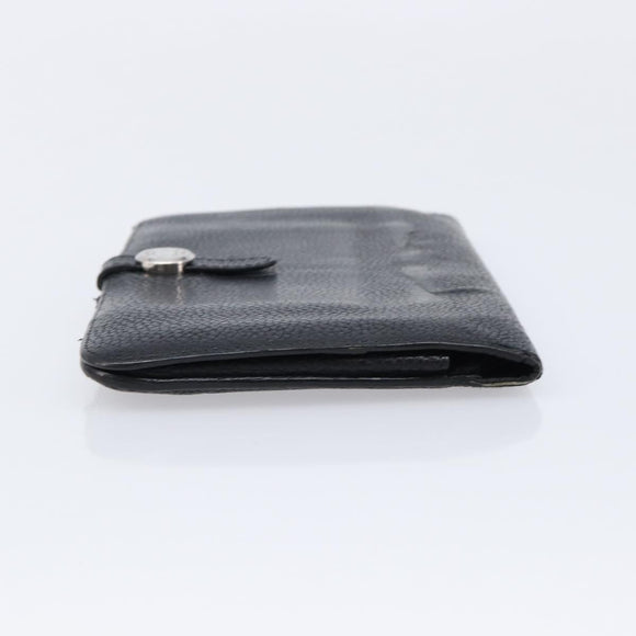 HERMES Dogon GM Long Wallet Leather Black Silver Auth 214209