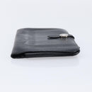 HERMES Dogon GM Long Wallet Leather Black Silver Auth 214209-5