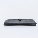 HERMES Dogon GM Long Wallet Leather Black Silver Auth 214209-6
