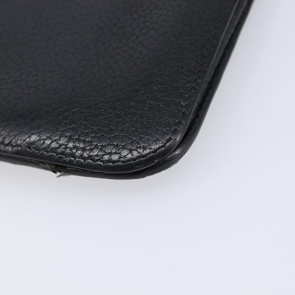 HERMES Dogon GM Long Wallet Leather Black Silver Auth 214209