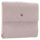 CHANEL Bicolore Wallet Lamb Skin Pink Silver CC Auth 214215-1