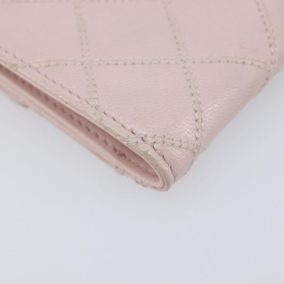 CHANEL Bicolore Wallet Lamb Skin Pink Silver CC Auth 214215