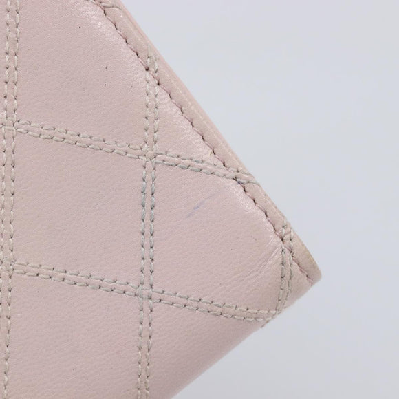CHANEL Bicolore Wallet Lamb Skin Pink Silver CC Auth 214215