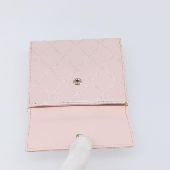 CHANEL Bicolore Wallet Lamb Skin Pink Silver CC Auth 214215