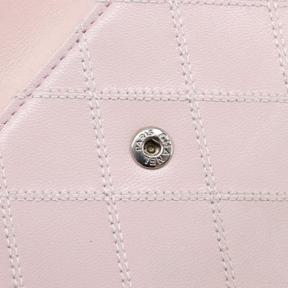 CHANEL Bicolore Wallet Lamb Skin Pink Silver CC Auth 214215