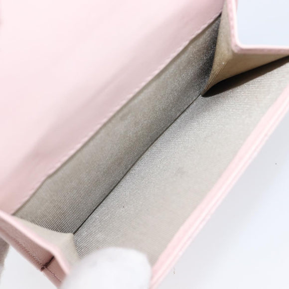 CHANEL Bicolore Wallet Lamb Skin Pink Silver CC Auth 214215