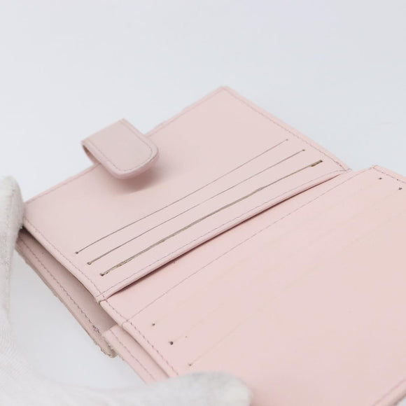 CHANEL Bicolore Wallet Lamb Skin Pink Silver CC Auth 214215
