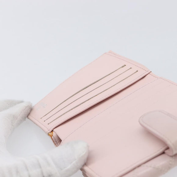 CHANEL Bicolore Wallet Lamb Skin Pink Silver CC Auth 214215