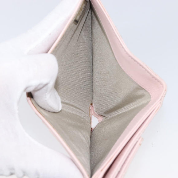 CHANEL Bicolore Wallet Lamb Skin Pink Silver CC Auth 214215