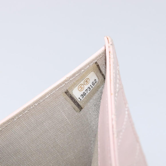 CHANEL Bicolore Wallet Lamb Skin Pink Silver CC Auth 214215