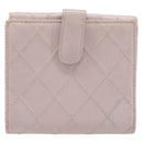 CHANEL Bicolore Wallet Lamb Skin Pink Silver CC Auth 214215-3
