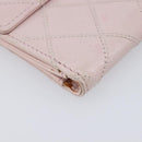 CHANEL Bicolore Wallet Lamb Skin Pink Silver CC Auth 214215-9