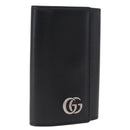 GUCCI GG Marmont Key Case Leather Black Silver 435305 Auth 214216A-1