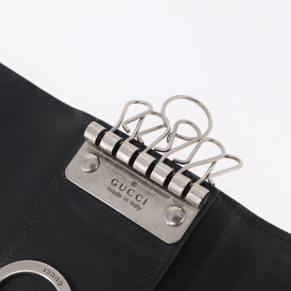 GUCCI GG Marmont Key Case Leather Black Silver 435305 Auth 214216A