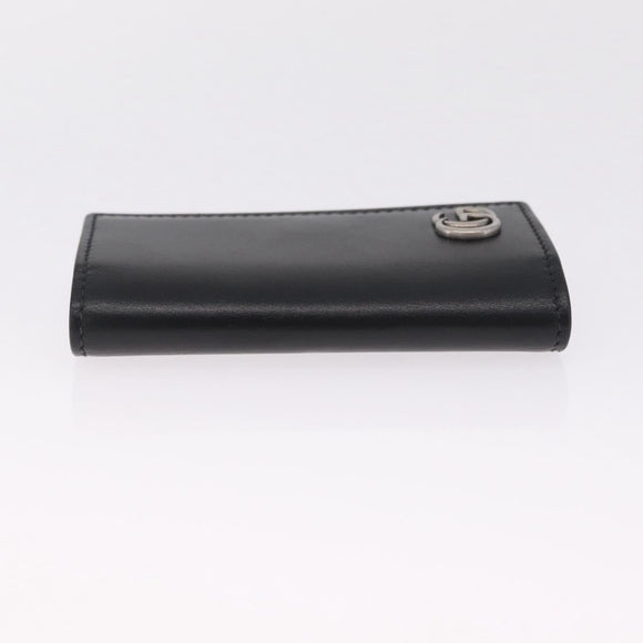GUCCI GG Marmont Key Case Leather Black Silver 435305 Auth 214216A