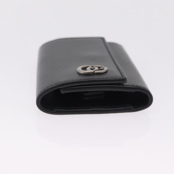 GUCCI GG Marmont Key Case Leather Black Silver 435305 Auth 214216A