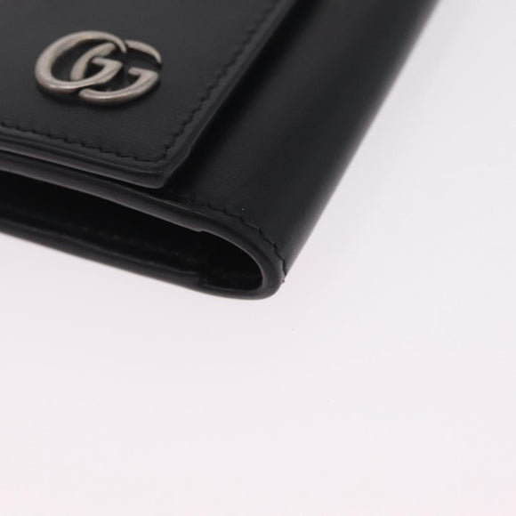 GUCCI GG Marmont Key Case Leather Black Silver 435305 Auth 214216A