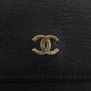 CHANEL Wallet Leather Black Gold CC Auth 214218A-12