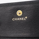 CHANEL Wallet Leather Black Gold CC Auth 214218A-14