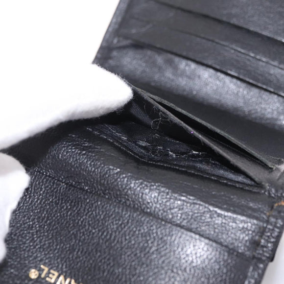CHANEL Wallet Leather Black Gold CC Auth 214218A