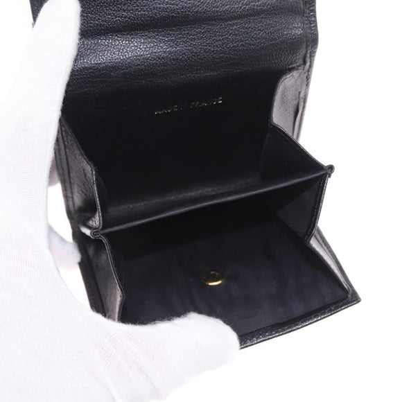 CHANEL Wallet Leather Black Gold CC Auth 214218A