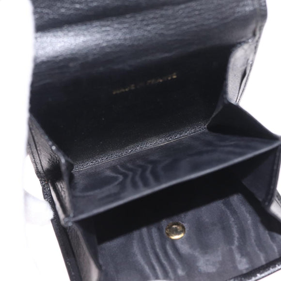 CHANEL Wallet Leather Black Gold CC Auth 214218A