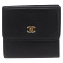 CHANEL Wallet Leather Black Gold CC Auth 214218A-2