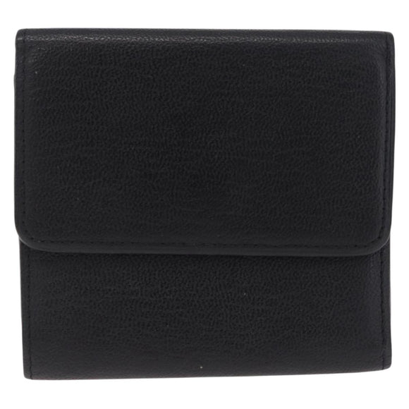 CHANEL Wallet Leather Black Gold CC Auth 214218A