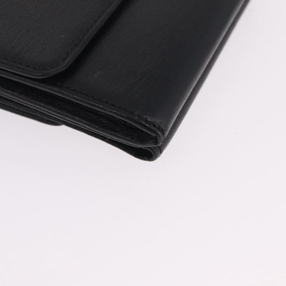 CHANEL Wallet Leather Black Gold CC Auth 214218A