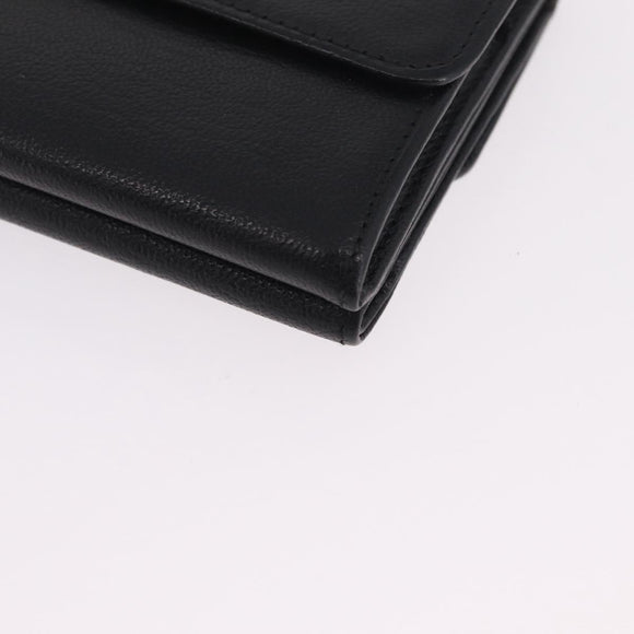 CHANEL Wallet Leather Black Gold CC Auth 214218A