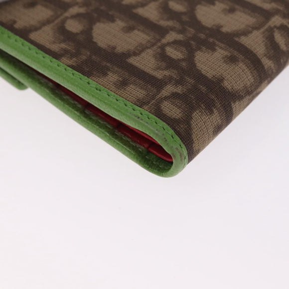 Christian Dior Trotter Canvas Wallet PVC Beige Silver Auth 214219A